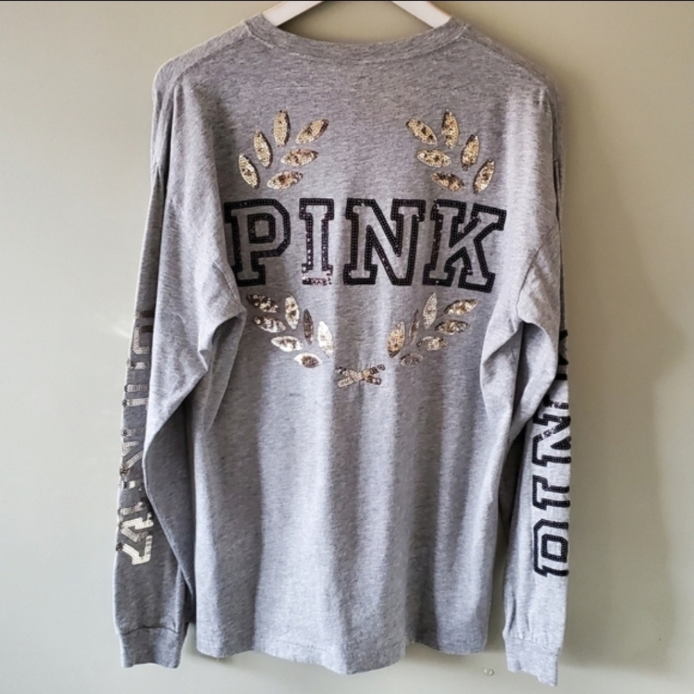 PINK Victoria's Secret S Y2K Bling Sequin Sweatshirt Maximalism Loungewear